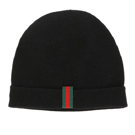 cappello lana gucci uomo|Cappello in lana con dettaglio in pelle in nero .